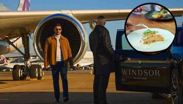 viajero en pista de aeropuerto con chofer